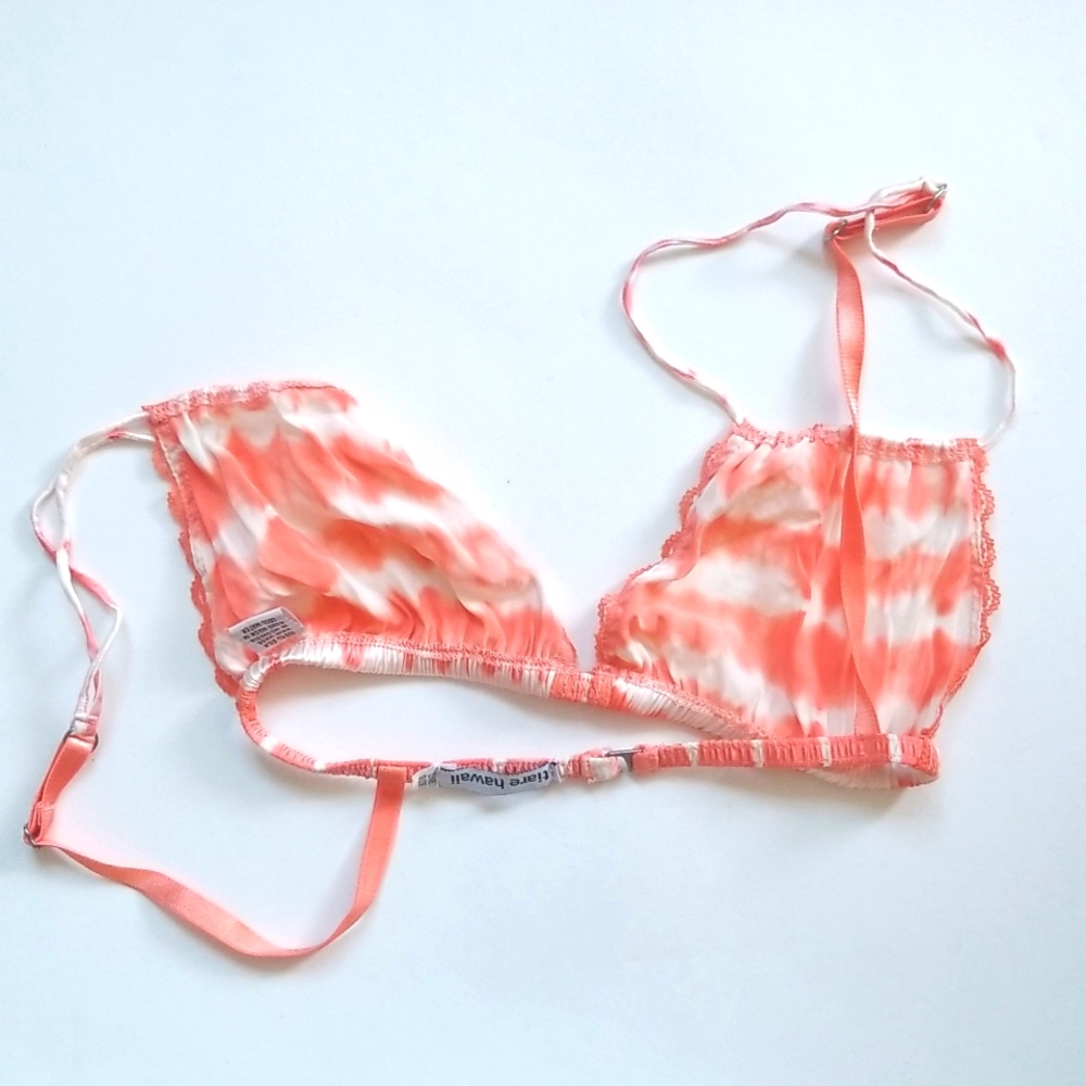 Tiare Hawaii Silk Tie Dye Orange Bikini Top Size 1